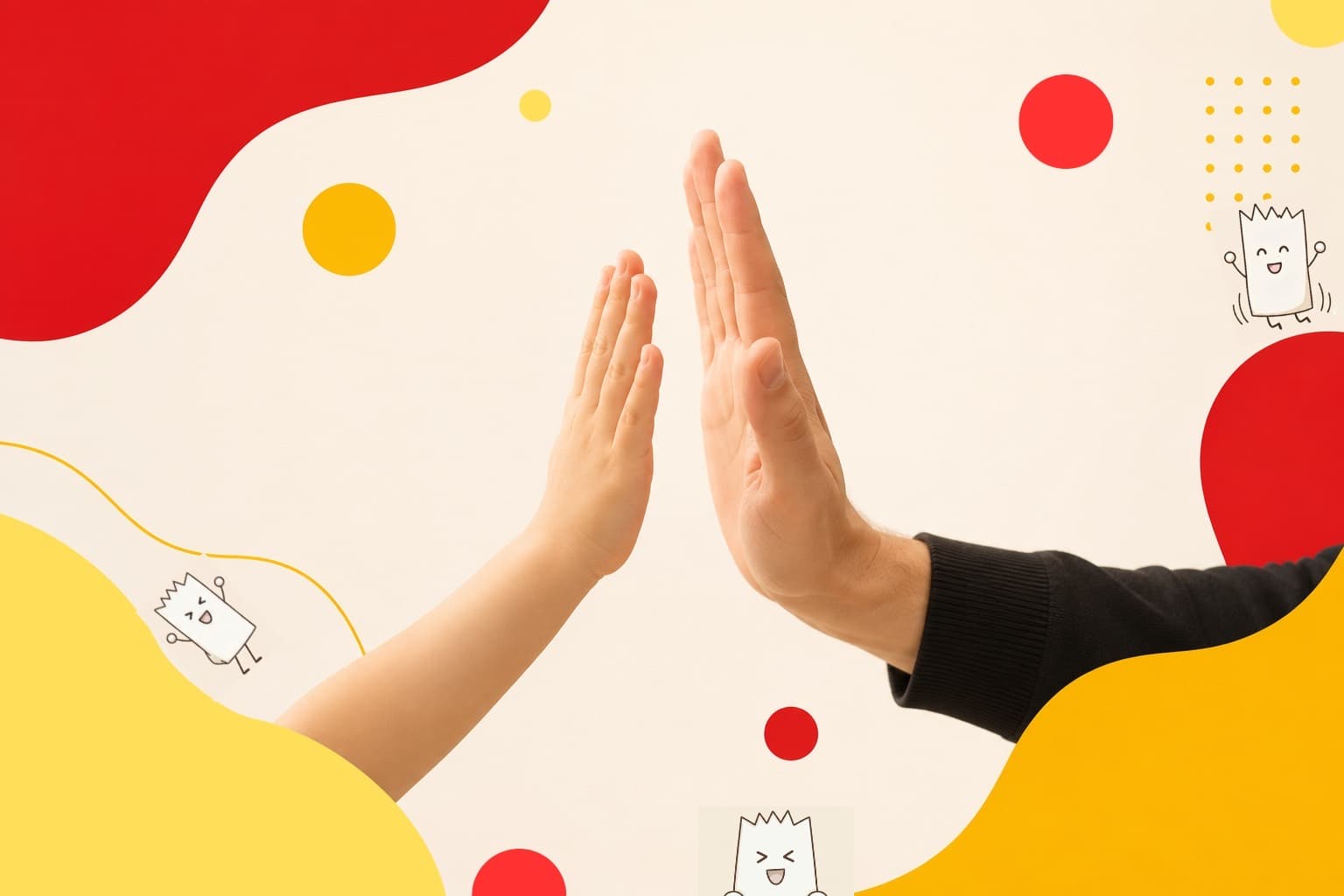 手を合わせる子どもと大人